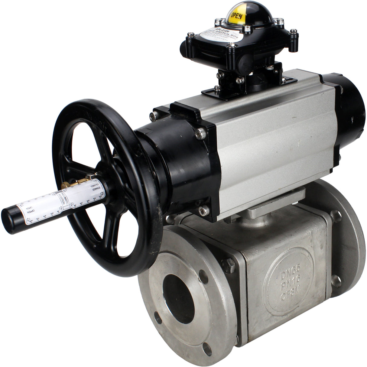Ball valves Elephant BV3232P(4pc)-FP-3WL-F-ISO-H DN100 16 bar full bore, flanged, body - stainless steel SS316, ISO flange F10/F12, square 19x19, with double pneumatic actuator PA-DA-105-1 action, pneumatic distributor 4M310-08 NAMUR 24V and LSU APL-210N