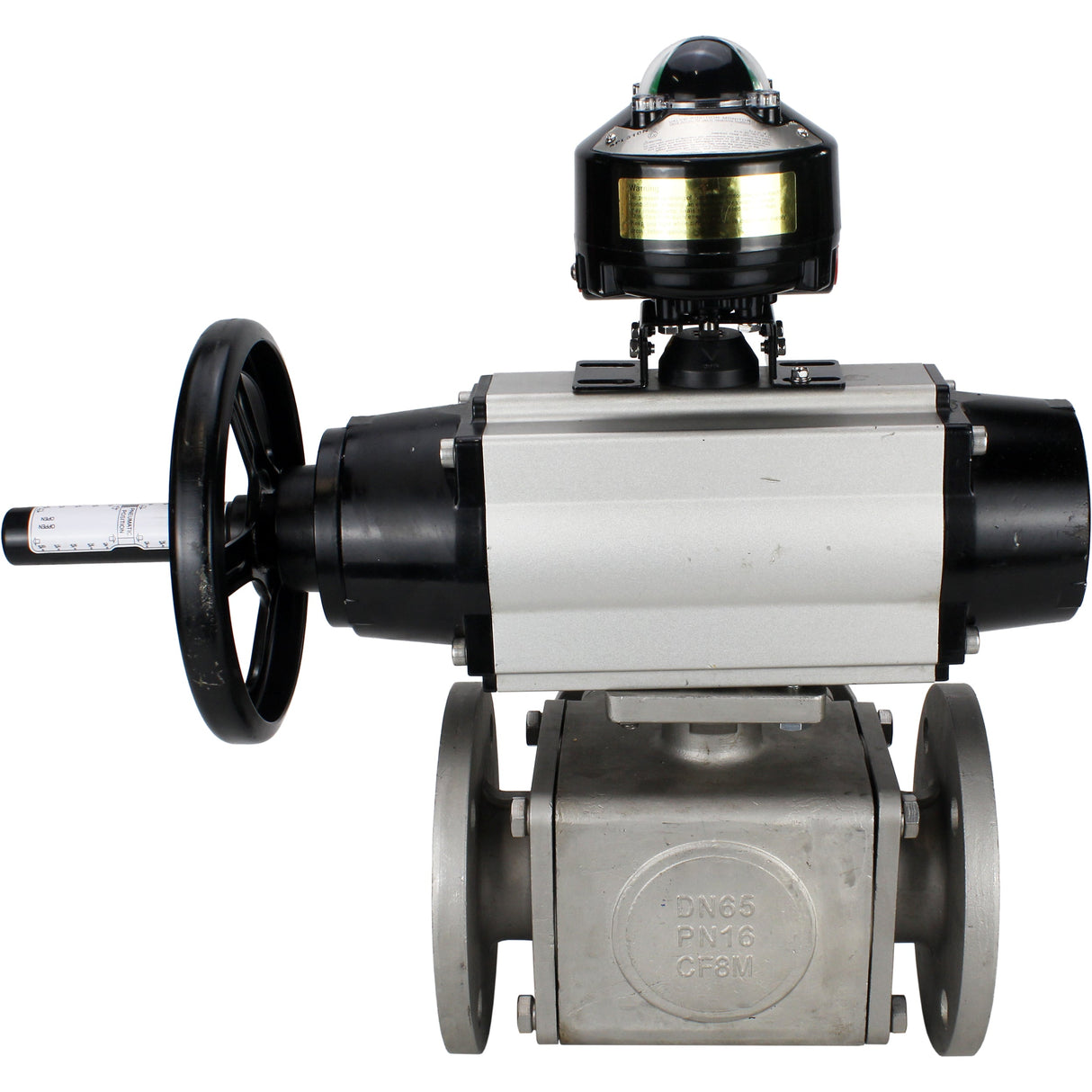Ball valves Elephant BV3232P(4pc)-FP-3WL-F-ISO-H DN100 16 bar full bore, flanged, body - stainless steel SS316, ISO flange F10/F12, square 19x19, with double pneumatic actuator PA-DA-105-1 action, pneumatic distributor 4M310-08 24V and LSU APL-510N EX