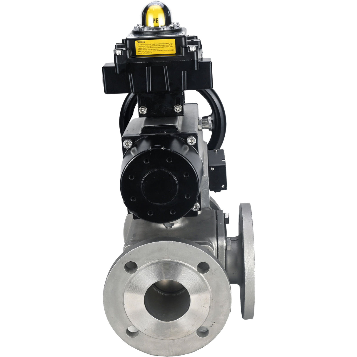 Ball valves Elephant BV3232P(4pc)-FP-3WL-F-ISO-H DN100 16 bar full bore, flanged, body - stainless steel SS316, ISO flange F10/F12, square 19x19, with double pneumatic actuator PA-DA-105-1 action, pneumatic distributor 4M310-08 24V and LSU APL-410N EX