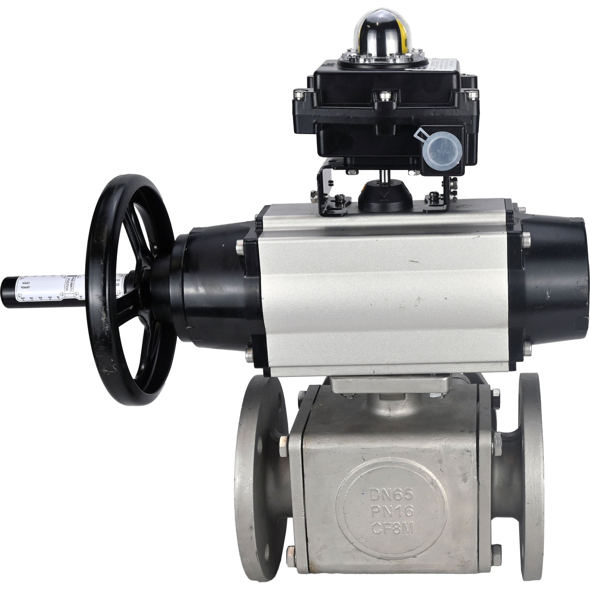 Ball valves Elephant BV3232P(4pc)-FP-3WL-F-ISO-H DN100 16 bar full bore, flanged, body - stainless steel SS316, ISO flange F10/F12, square 19x19, with double pneumatic actuator PA-DA-105-1 action, pneumatic distributor 4M310-08 24V and LSU APL-410N EX