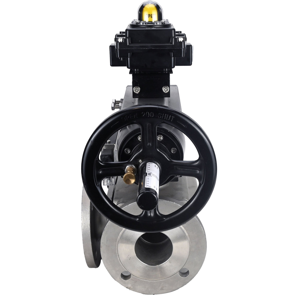 Ball valves Elephant BV3232P(4pc)-FP-3WL-F-ISO-H DN100 16 bar full bore, flanged, body - stainless steel SS316, ISO flange F10/F12, square 19x19, with double pneumatic actuator PA-DA-105-1 action, pneumatic distributor 4M310-08 24V and LSU APL-410N EX