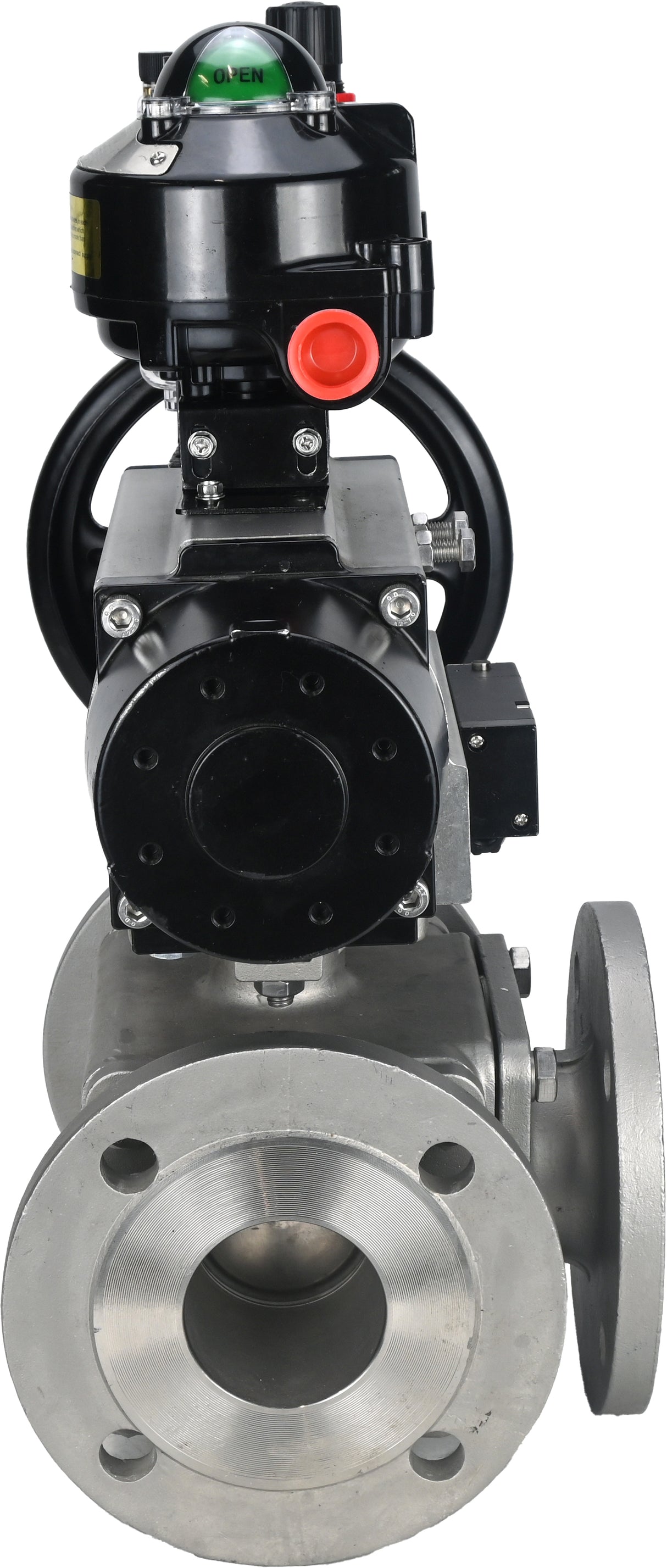 Ball valves Elephant BV3232P(4pc)-FP-3WL-F-ISO-H DN100 16 bar full bore, flanged, body - stainless steel SS316, ISO flange F10/F12, square 19x19, with pneumatic actuator PA-DA-105-1, pneumatic distributor 4M310-08 24V, LSU APL-510N EX and ATU AFC2000