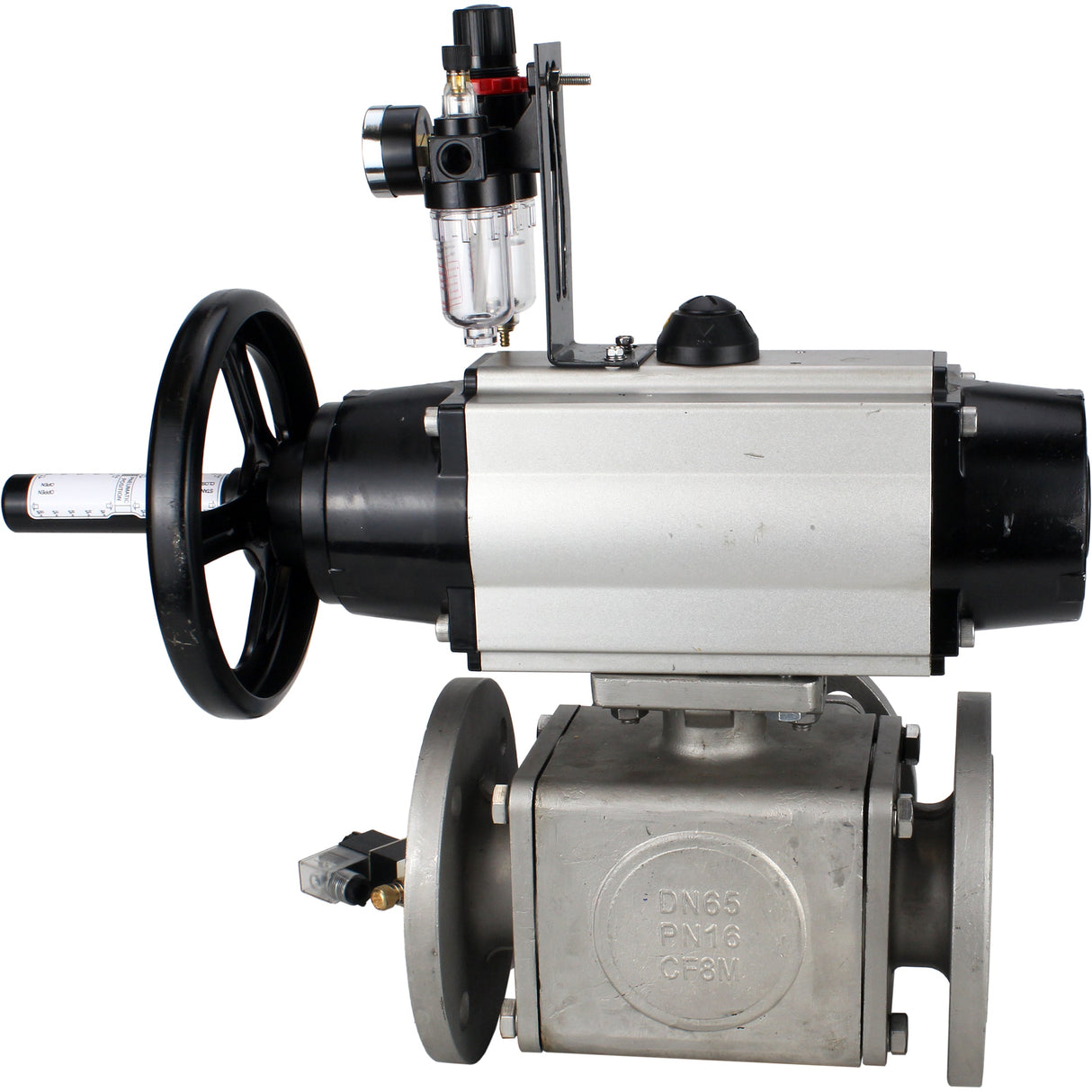 Ball valves Elephant BV3232P(4pc)-FP-3WL-F-ISO-H DN100 16 bar full bore, flanged, body - stainless steel SS316, ISO flange F10/F12, square 19x19, with double pneumatic actuator PA-DA-105-1 action, pneumatic distributor 4V320-10 220V and ATU AFC2000