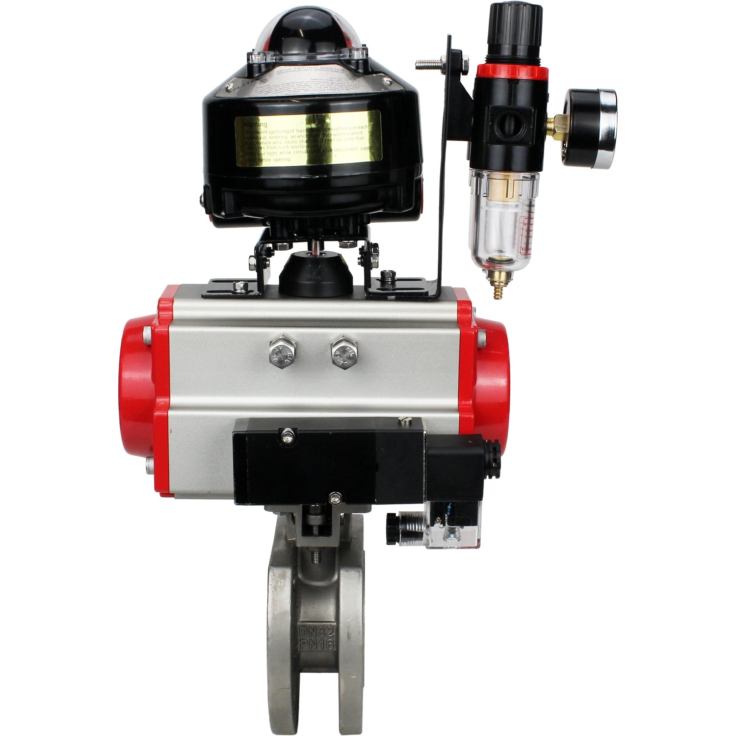 Ball valves Elephant BV3232P-FP-Fb-ISO-H 16 bar wafer, full bore, stainless steel body. steel SS316, seal - PTFE, with pneumatic drive Elephant PA-DA 052-105 pneumatic distributor 4M310-08 220V ATU AFC2000 LSU APL-510N-EX