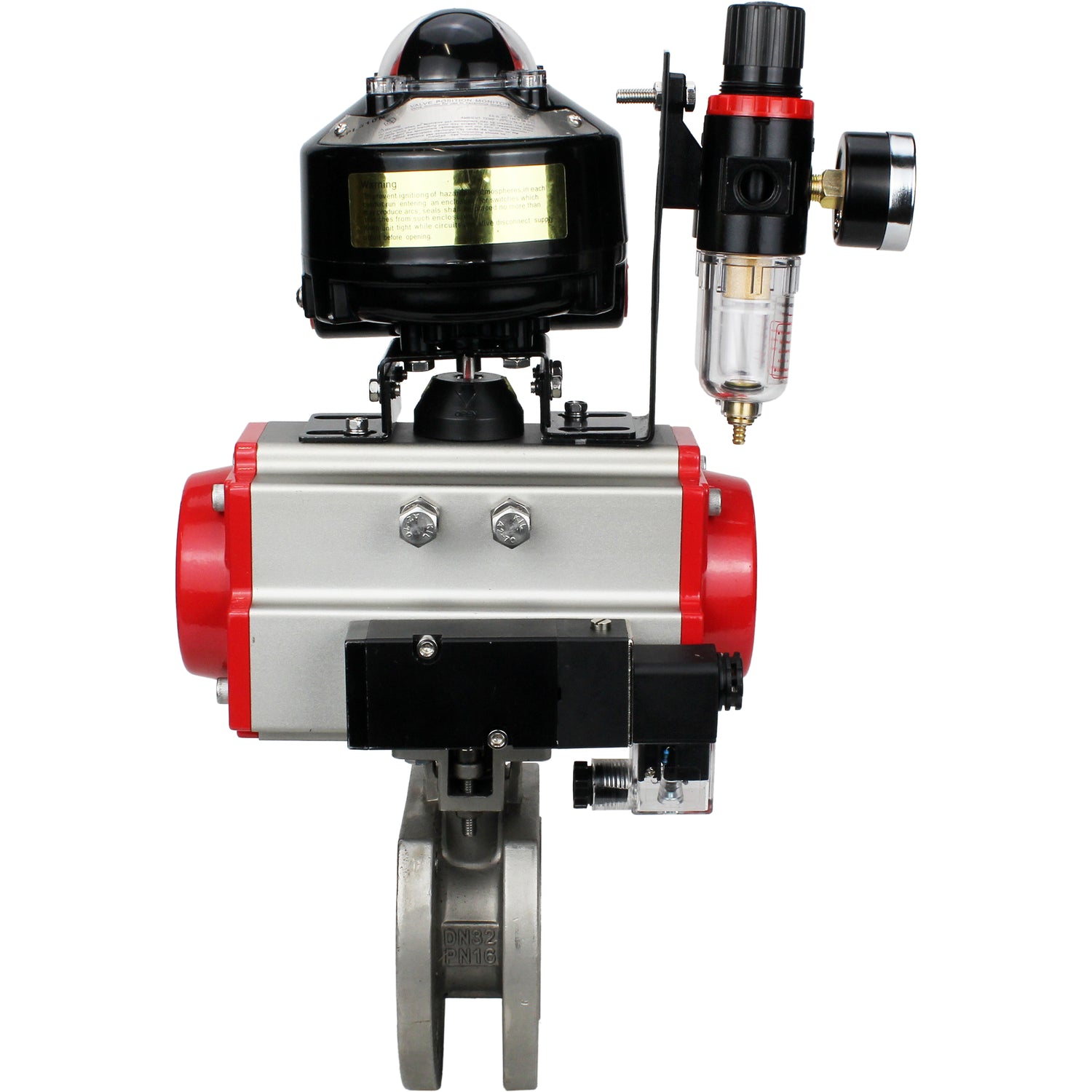 Ball valves Elephant BV3232P-FP-Fb-ISO-H 16 bar wafer, full bore, stainless steel body. steel SS316, seal - PTFE, with pneumatic actuator Elephant PA-SA 052-160 pneumatic distributor 4M310-08 220V ATU AFC2000 APL-510N-EX
