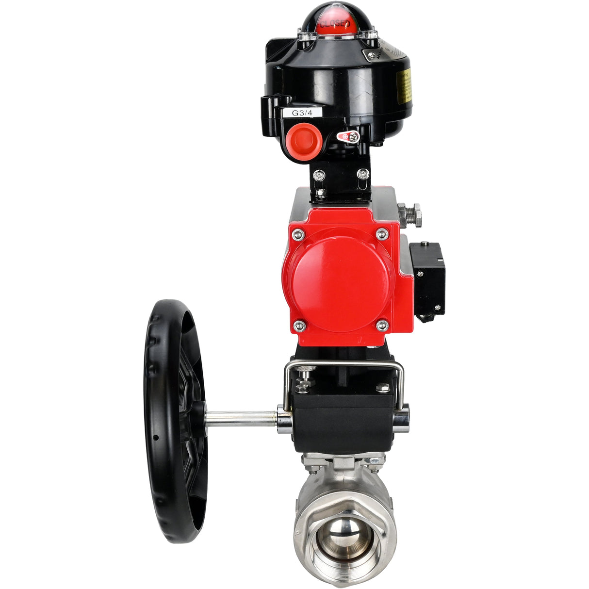 Ball valves Elephant BV3232P(2pc)-FP-T-ISO-H threaded, full bore, stainless steel body. steel SS316, seal - PTFE, with pneumatic drive Elephant PA-DA 052-105 pneumatic distributor 4M310-08 NAMUR 24V gearbox MON LSU APL-510N-EX