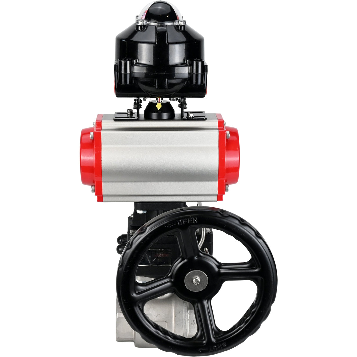 Ball valves Elephant BV3232P(2pc)-FP-T-ISO-H threaded, full bore, stainless steel body. steel SS316, seal - PTFE, with pneumatic drive Elephant PA-DA 052-105 pneumatic distributor 4M310-08 NAMUR 24V gearbox MON LSU APL-510N-EX