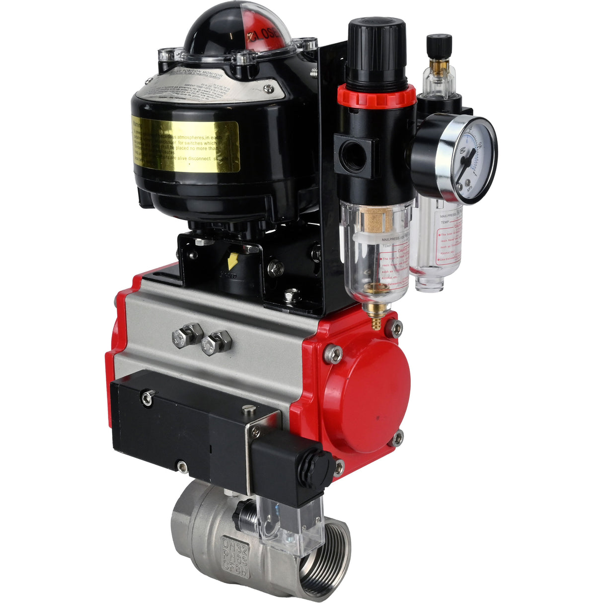 Ball valves Elephant BV3232P(2pc)-FP-T-ISO-H threaded, full bore, stainless steel body. steel SS316, seal - PTFE, with pneumatic drive Elephant PA-DA 052-105 pneumatic distributor 4M310-08 NAMUR 220V ATU AFC2000 LSU APL-510N-EX