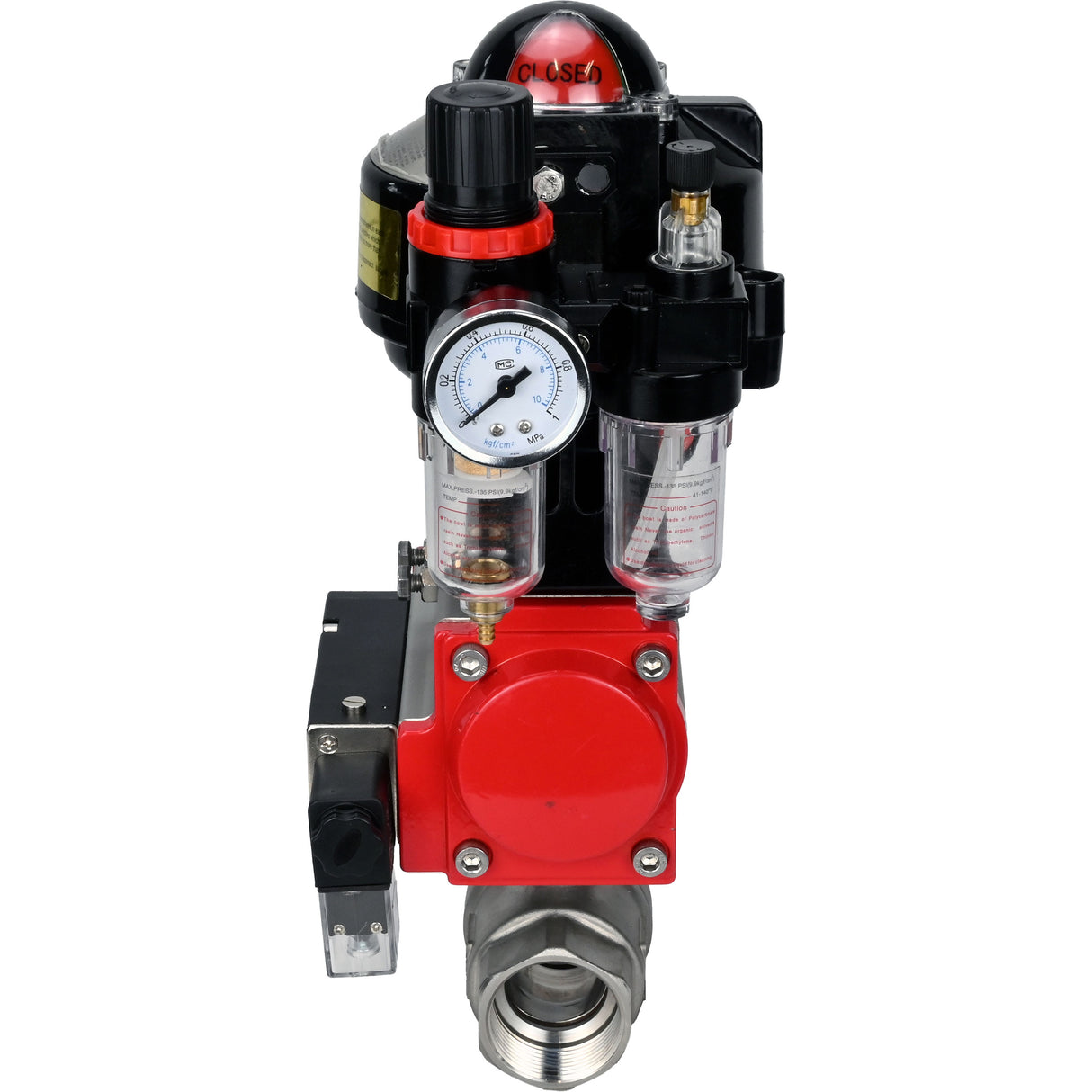 Ball valves Elephant BV3232P(2pc)-FP-T-ISO-H threaded, full bore, stainless steel body. steel SS316, seal - PTFE, with pneumatic drive Elephant PA-DA 052-105 pneumatic distributor 4M310-08 NAMUR 220V ATU AFC2000 LSU APL-510N-EX