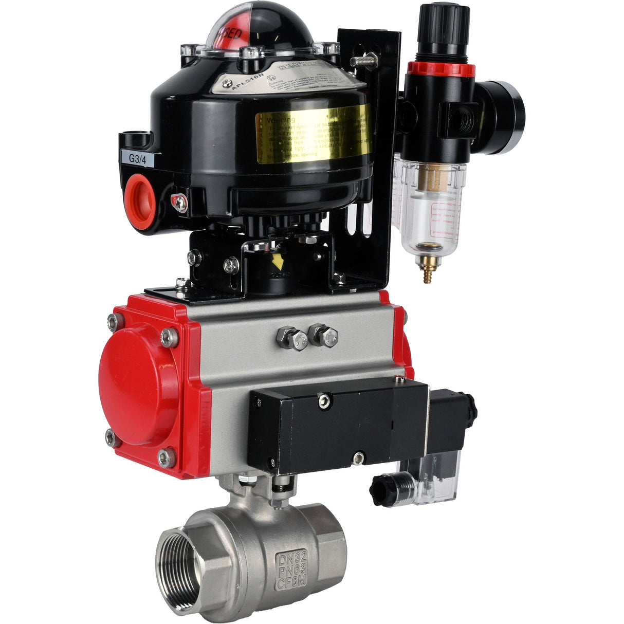 Ball valves Elephant BV3232P(2pc)-FP-T-ISO-H threaded, full bore, stainless steel body. steel SS316, seal - PTFE, with pneumatic drive Elephant PA-DA 052-105 pneumatic distributor 4M310-08 NAMUR 220V ATU AFC2000 LSU APL-510N-EX