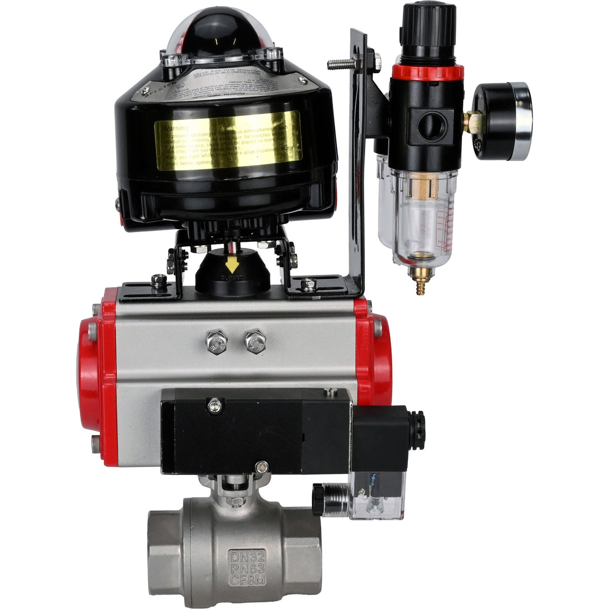 Ball valves Elephant BV3232P(2pc)-FP-T-ISO-H threaded, full bore, stainless steel body. steel SS316, seal - PTFE, with pneumatic actuator Elephant PA-SA 052-160 pneumatic distributor 4M310-08 NAMUR 220V ATU AFC2000 APL-510N-EX