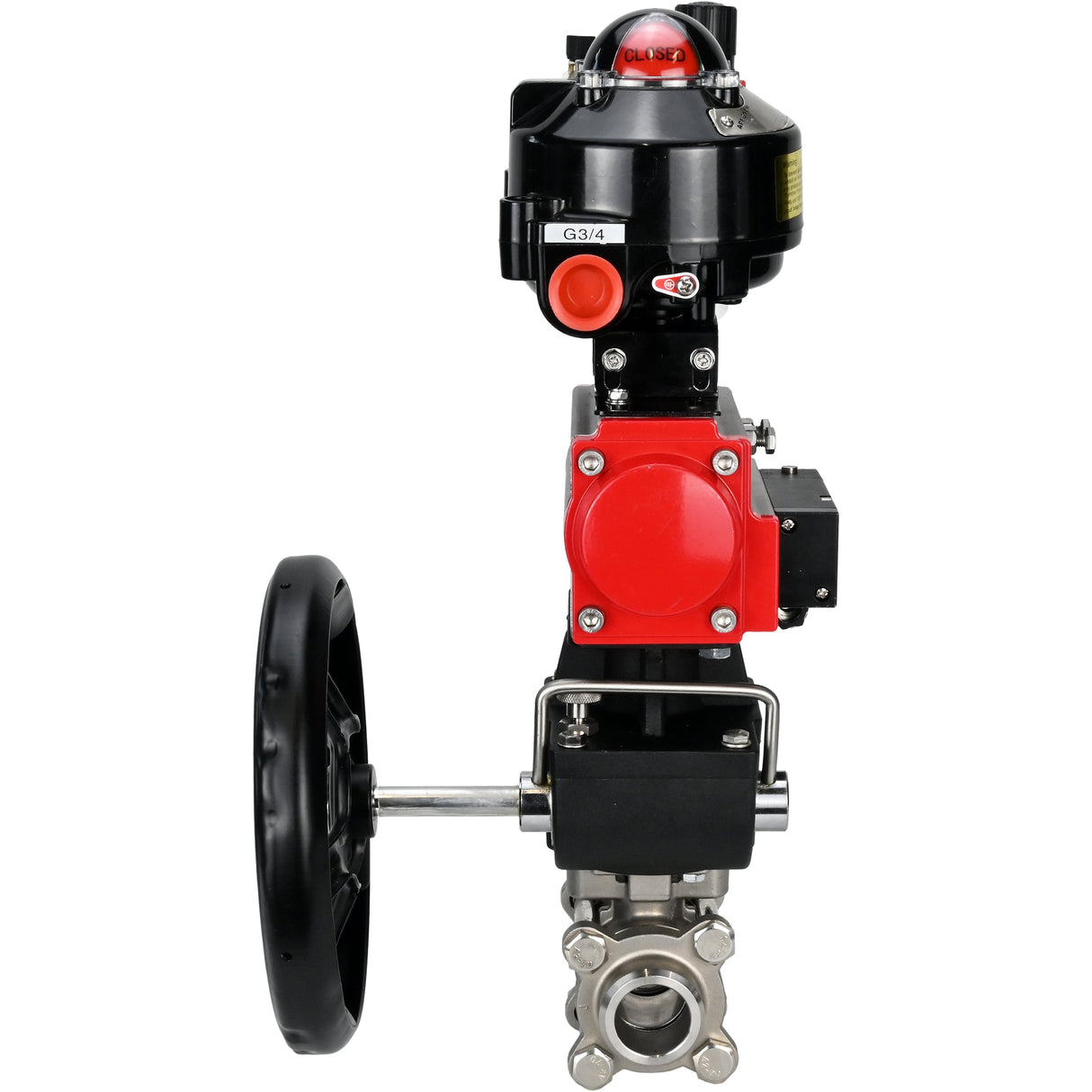 Ball valves Elephant BV3232P(3pc)-FP-W-ISO-H for welding, full bore, body - stainless steel SS316, seal - PTFE, with pneumatic drive PA-DA-052- 083 pneumatic distributor 4M310-08 NAMUR 220V gearbox MON ATU AFC2000 LSU APL-510N-EX