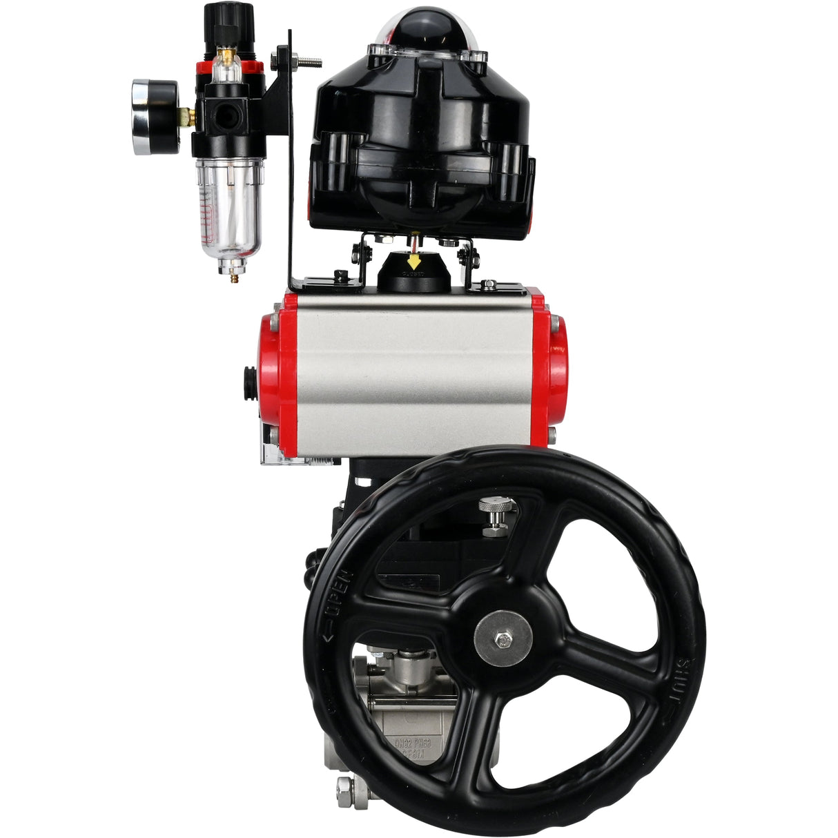 Ball valves Elephant BV3232P(3pc)-FP-W-ISO-H for welding, full bore, body - stainless steel SS316, seal - PTFE, with pneumatic drive PA-DA-052- 083 pneumatic distributor 4M310-08 NAMUR 220V gearbox MON ATU AFC2000 LSU APL-510N-EX