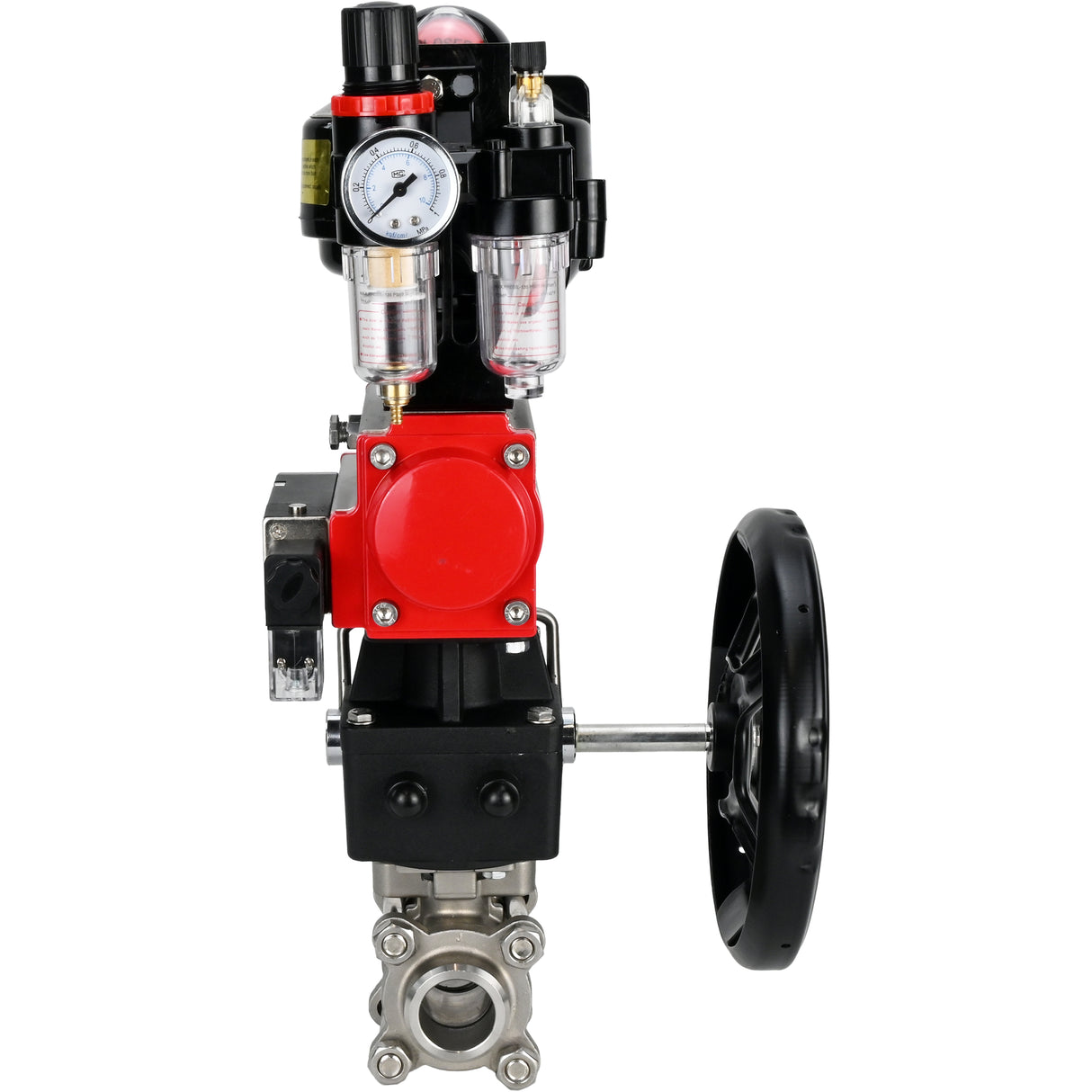 Ball valves Elephant BV3232P(3pc)-FP-W-ISO-H for welding, full bore, body - stainless steel SS316, seal - PTFE, with pneumatic drive PA-DA-052- 083 pneumatic distributor 4M310-08 NAMUR 24V gearbox MON ATU AFC2000 LSU APL-510N-EX
