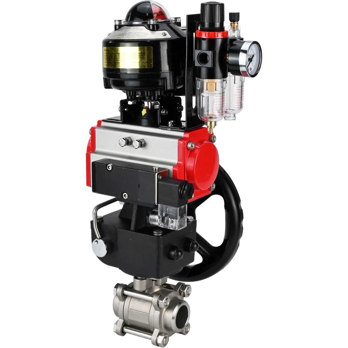 Ball valves Elephant BV3232P(3pc)-FP-W-ISO-H for welding, full bore, body - stainless steel SS316, seal - PTFE, with pneumatic drive PA-DA-052- 083 pneumatic distributor 4M310-08 NAMUR 220V gearbox MON ATU AFC2000 LSU APL-510N-EX