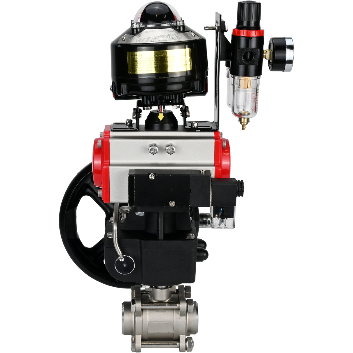 Ball valves Elephant BV3232P(3pc)-FP-W-ISO-H for welding, full bore, body - stainless steel SS316, seal - PTFE, with pneumatic drive PA-DA-052- 083 pneumatic distributor 4M310-08 NAMUR 24V gearbox MON ATU AFC2000 LSU APL-510N-EX