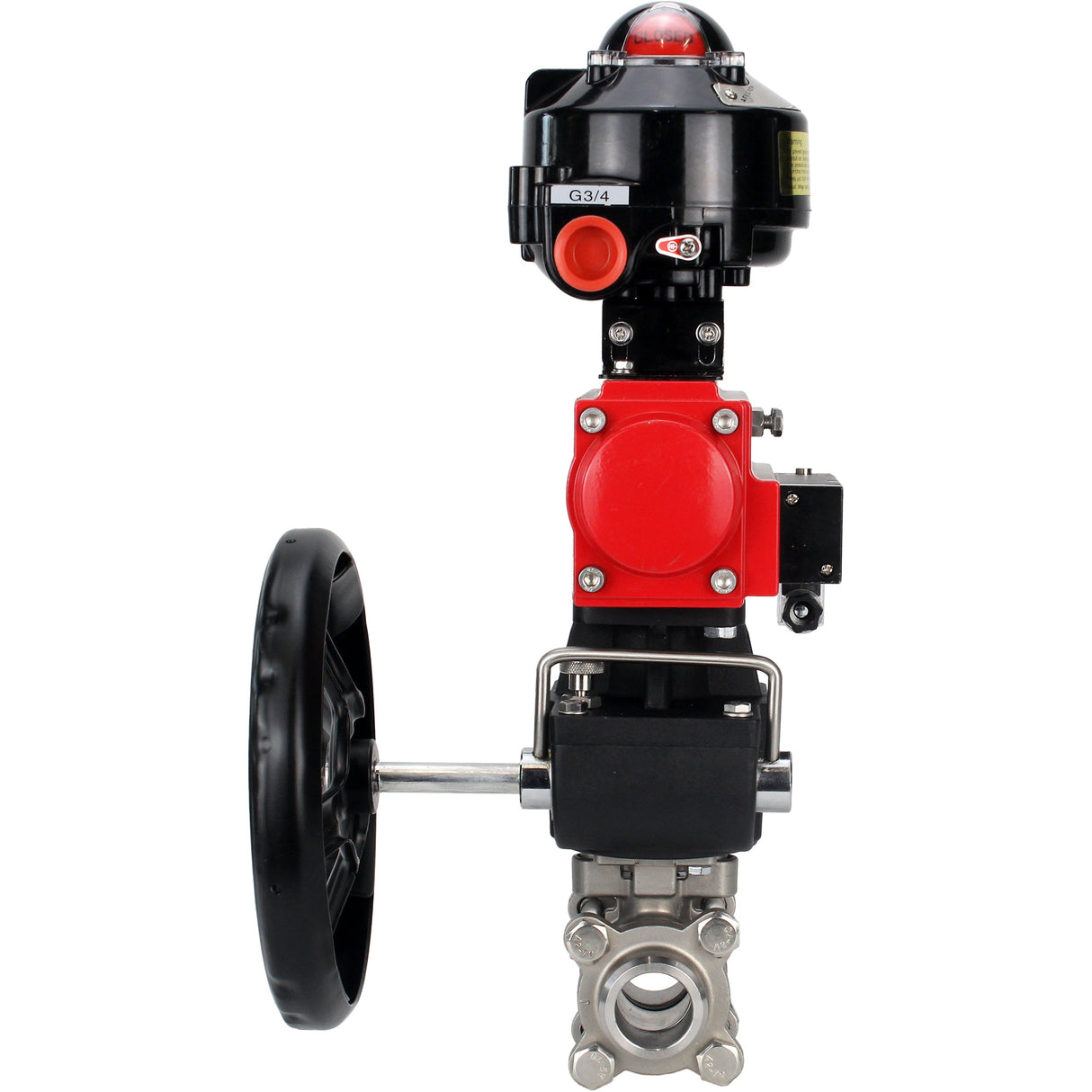 Ball valves Elephant BV3232P(3pc)-FP-W-ISO-H for welding, full bore, stainless steel body. steel SS316, seal - PTFE, with pneumatic drive Elephant PA-DA 052-083 pneumatic distributor 4M310-08 NAMUR 220V gearbox MON LSU APL-510N-EX