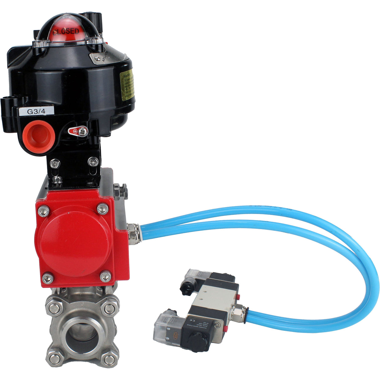 Vannes à boisseau sphérique Elephant BV3232P(3pc)-FP-W-ISO-H à souder, passage intégral, corps en acier inoxydable. acier SS316, joint - PTFE, avec actionneur pneumatique Elephant PA-DA 052-083 distributeur pneumatique 4V320-10 BPV AFC2000 BKV APL-510N-EX