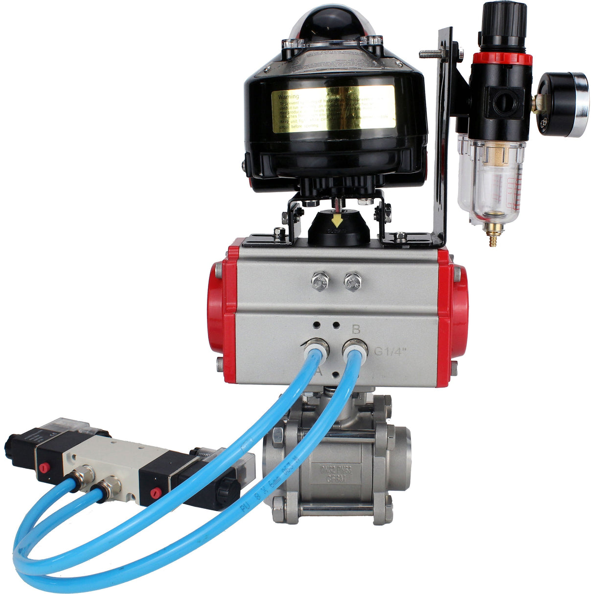 Vannes à boisseau sphérique Elephant BV3232P(3pc)-FP-W-ISO-H à souder, passage intégral, corps en acier inoxydable. acier SS316, joint - PTFE, avec actionneur pneumatique Elephant PA-DA 052-083 distributeur pneumatique 4V320-10 BPV AFC2000 BKV APL-510N-EX