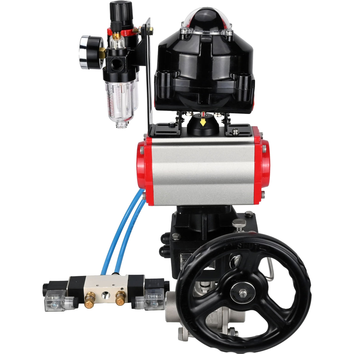 Vannes à boisseau sphérique Elephant BV3232P(3pc)-FP-W-ISO-H à souder, passage intégral, corps - acier inoxydable SS316, joint - PTFE, avec entraînement pneumatique PA-DA-052- 083 distributeur pneumatique 4V320-10 réducteur MON BPV AFC2000 BKV APL-510N-EX
