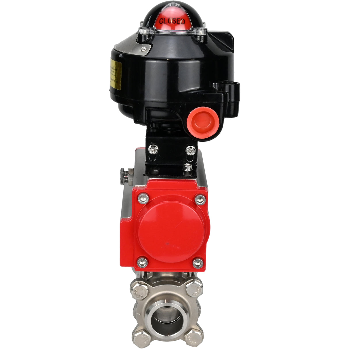 Vannes à boisseau sphérique Elephant BV3232P(3pc)-FP-W-ISO-H à souder, passage intégral, corps - acier inoxydable SS316, joint - PTFE, avec actionneur pneumatique Elephant PA-SA 052- 130 et BKV APL-510N-EX