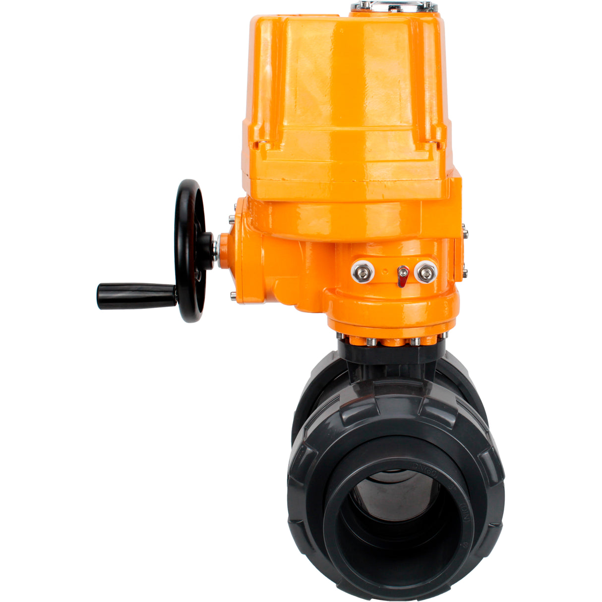 Ball valves Elephant BV4242E-FP-GRM-ISO, body material - UPVC, ball material - UPVC, seal - EPDM, with explosion-proof quarter-turn actuator QT-EX-EM-O2-380VAC-U1