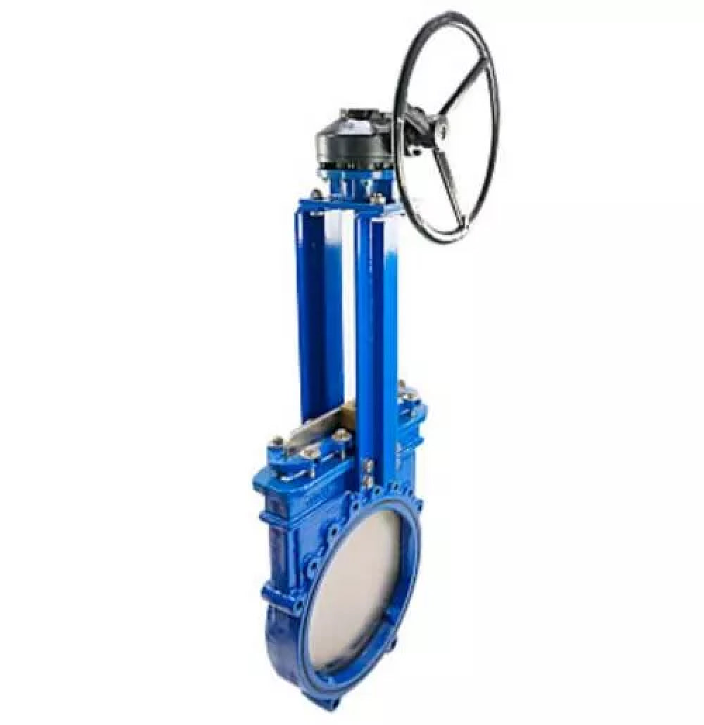 Vanne à guillotine Elephant GVKN1331N-2W-Fb-R, matériau du corps - fonte GGG40, matériau du couteau - acier inoxydable AISI 304, joint - métal, réducteur