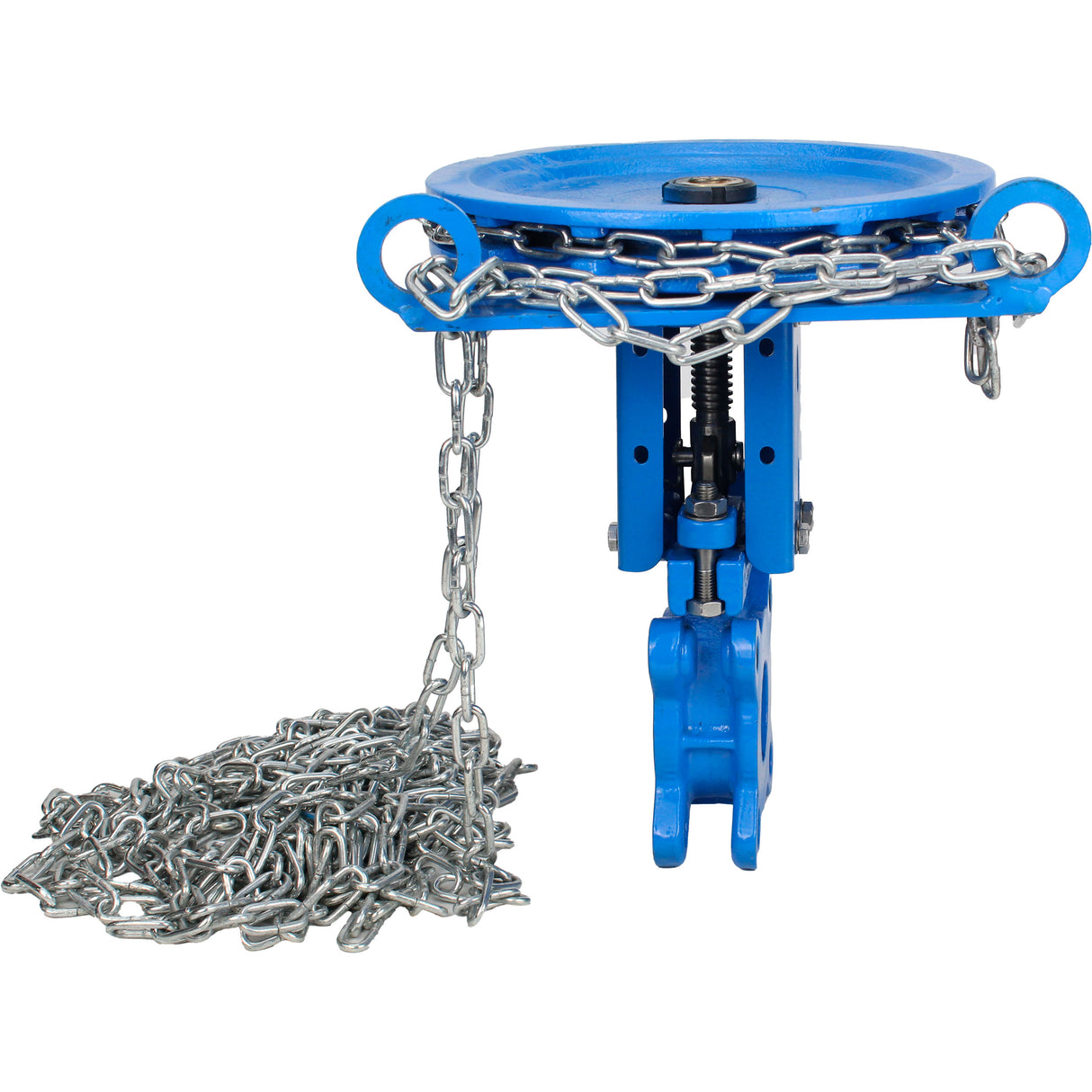 Vanne à guillotine Elephant GVKR1331N-2W-Fb-CC, matériau du corps - fonte GGG40, matériau du couteau - acier inoxydable AISI 304, joint - NBR, volant avec chaîne