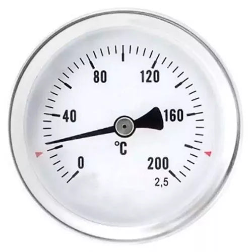 Thermomètres axiaux bimétalliques Elephant TB-311-A2.5 15-16 bar, acier inoxydable, longueur de la partie immergée 46-100 mm, classe de précision - 2.5