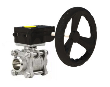 Robinet à boisseau sphérique en acier inoxydable Elephant BVPP 316.200-ISO 914 PSI à souder, passage intégral, matériau du corps - acier inoxydable AISI 316, avec bride ISO et réducteur Elephant HAM-1