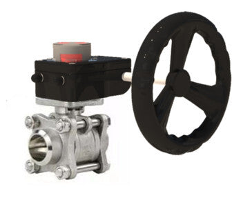 Robinet à boisseau sphérique en acier inoxydable Elephant BVPP 316.200-ISO 914 PSI à souder, passage intégral, matériau du corps - acier inoxydable AISI 316, avec bride ISO et réducteur Elephant GB avec indicateur de position