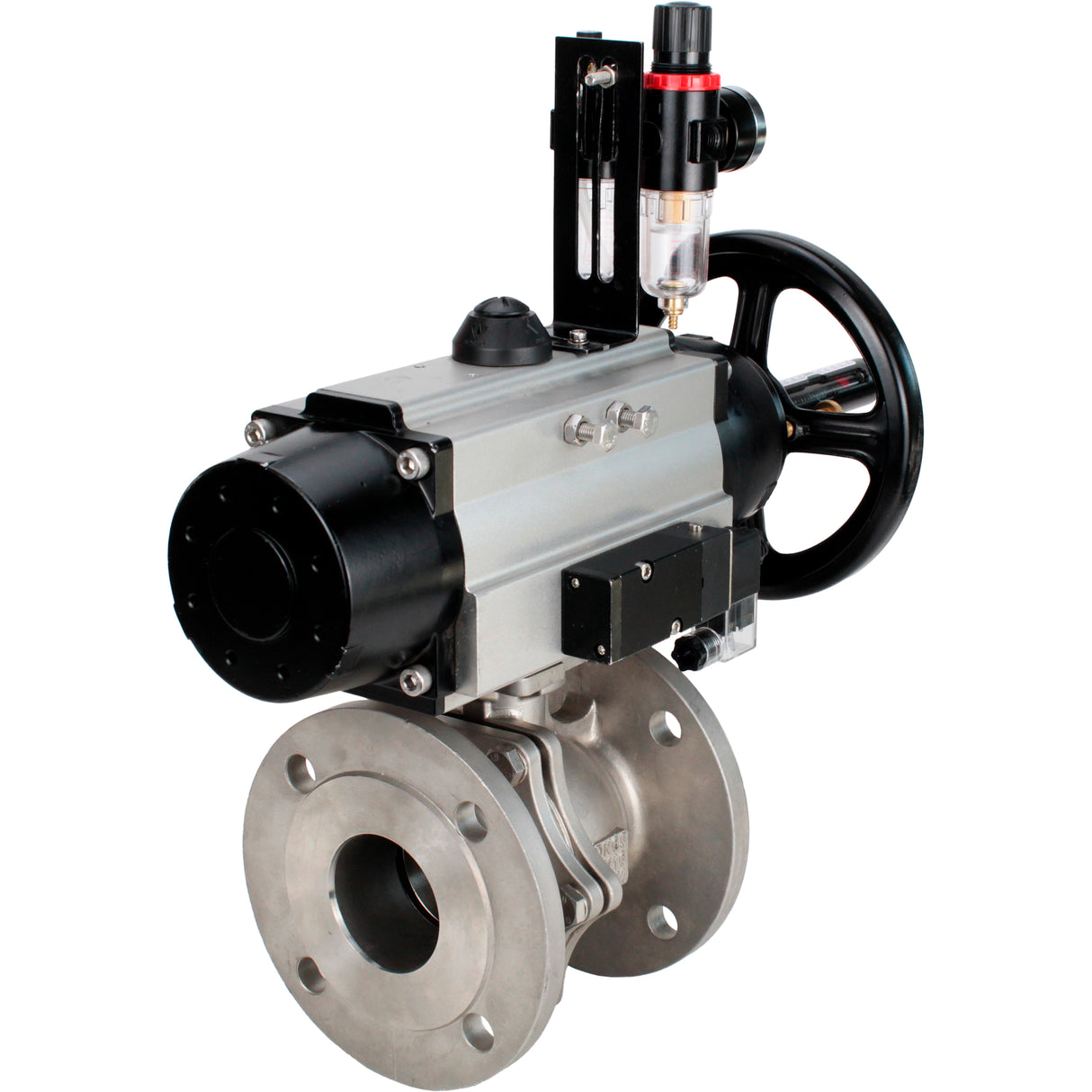 Ball valves Elephant BV3232P(2pc)-FP-F-ISO-H DN80-100 16 bar, full bore flanged, stainless steel SS316, seal - PTFE, with pneumatic actuator PA-DA-105-1 double acting, with pneumatic distributor 4M310-08 NAMUR 24V , with ATU AFC2000