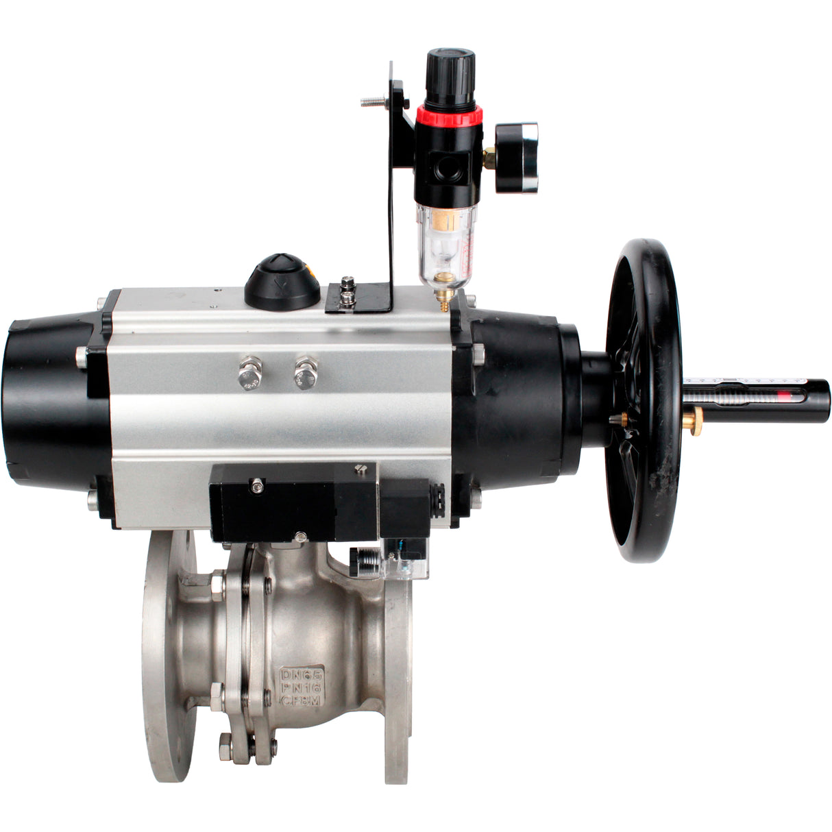 Ball valves Elephant BV3232P(2pc)-FP-F-ISO-H DN80-100 16 bar, full bore flanged, stainless steel SS316, seal - PTFE, with pneumatic actuator PA-DA-105-1 double acting, with pneumatic distributor 4M310-08 NAMUR 24V , with ATU AFC2000