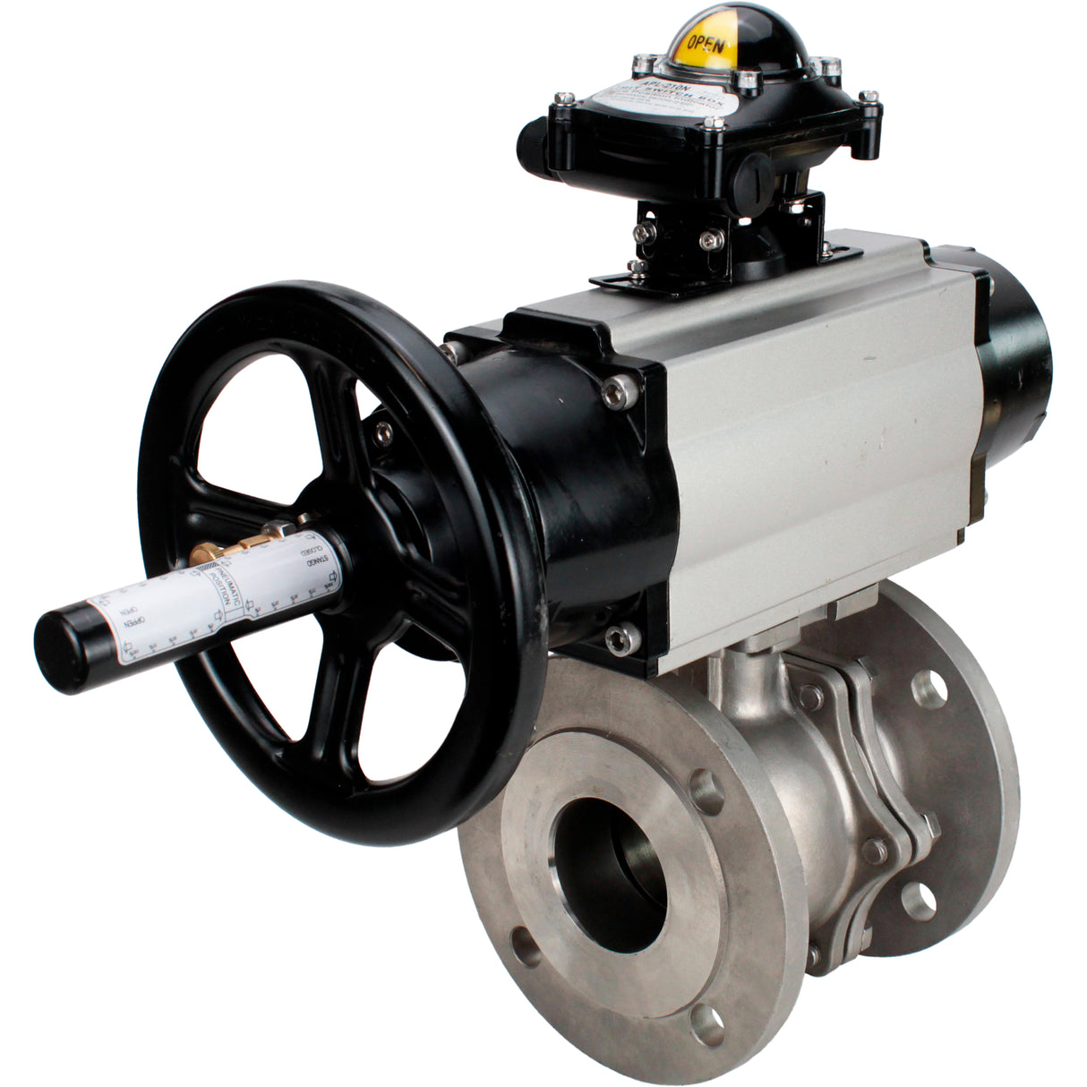 Ball valves Elephant BV3232P(2pc)-FP-F-ISO-H DN80-100 16 bar, full bore flanged, stainless steel SS316, seal - PTFE, with pneumatic actuator PA-DA-105-1 double acting, with pneumatic distributor 4M310-08 NAMUR 24V , with LSU APL-210N