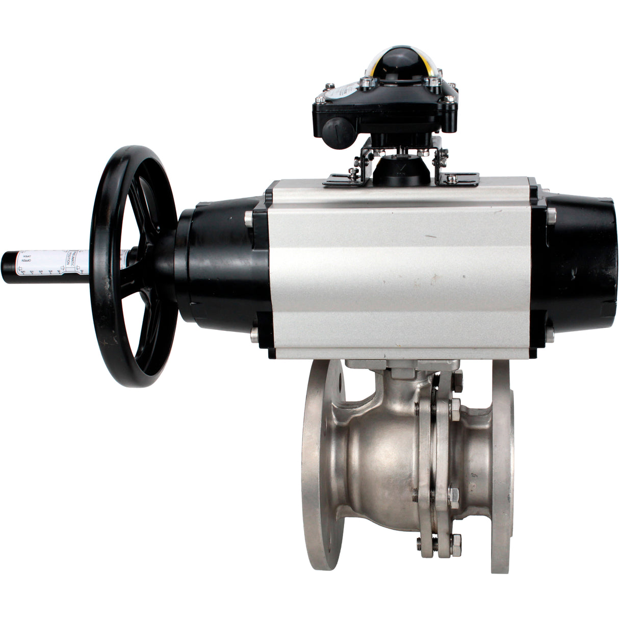 Ball valves Elephant BV3232P(2pc)-FP-F-ISO-H DN80-100 16 bar, full bore flanged, stainless steel SS316, seal - PTFE, with pneumatic actuator PA-DA-105-1 double acting, with pneumatic distributor 4M310-08 NAMUR 24V , with LSU APL-210N