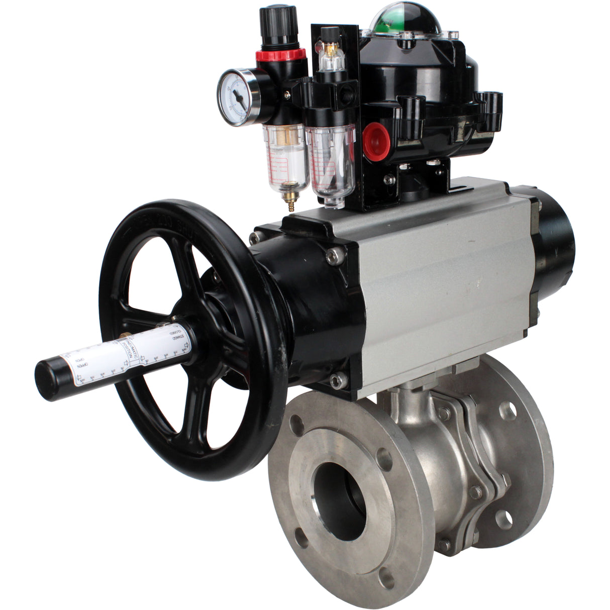 Ball valves Elephant BV3232P(2pc)-FP-F-ISO-H DN80-100 16 bar, full bore flanged, stainless steel SS316, seal - PTFE, with pneumatic actuator PA-DA-105-1 double acting, with pneumatic distributor 4M310-08 NAMUR 24V , with LSU APL-510N EX, with ATU AFC2000