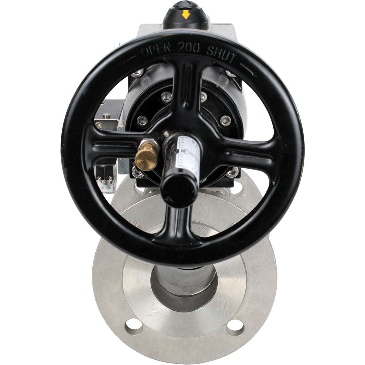 Vannes à boisseau sphérique Elephant BV3232P(2pc)-FP-F-ISO-H DN80-100 16 bar, passage intégral à brides, acier inoxydable SS316, joint - PTFE, avec actionneur pneumatique PA-DA-105-1 double effet, avec distributeur pneumatique 4M310-08 24V