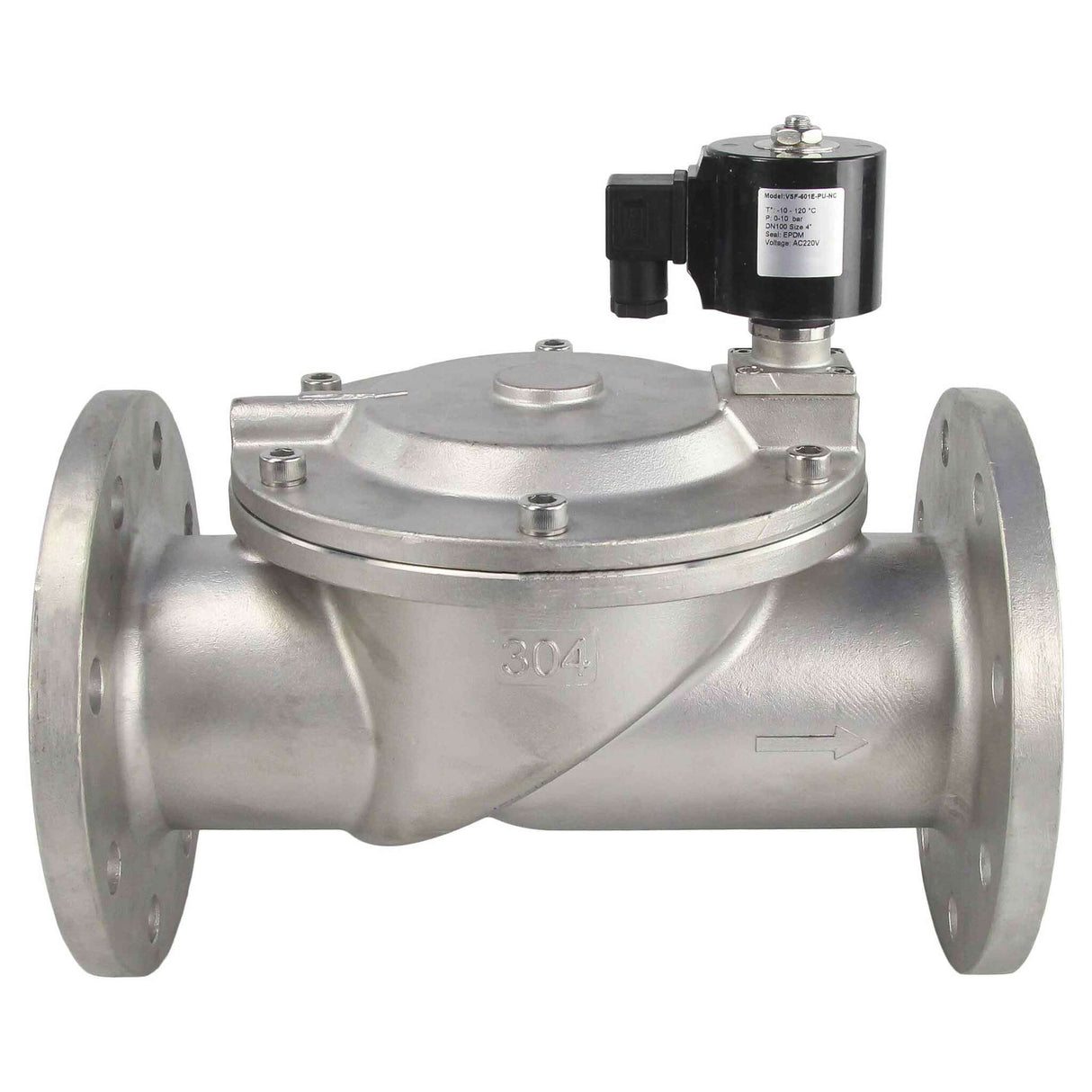 Électrovanne électrique à deux voies à action indirecte, normalement fermée, Elephant VSF-601V-PU-NC VITON 24В, matériau du corps - acier inoxydable AISI 304, joint - Viton