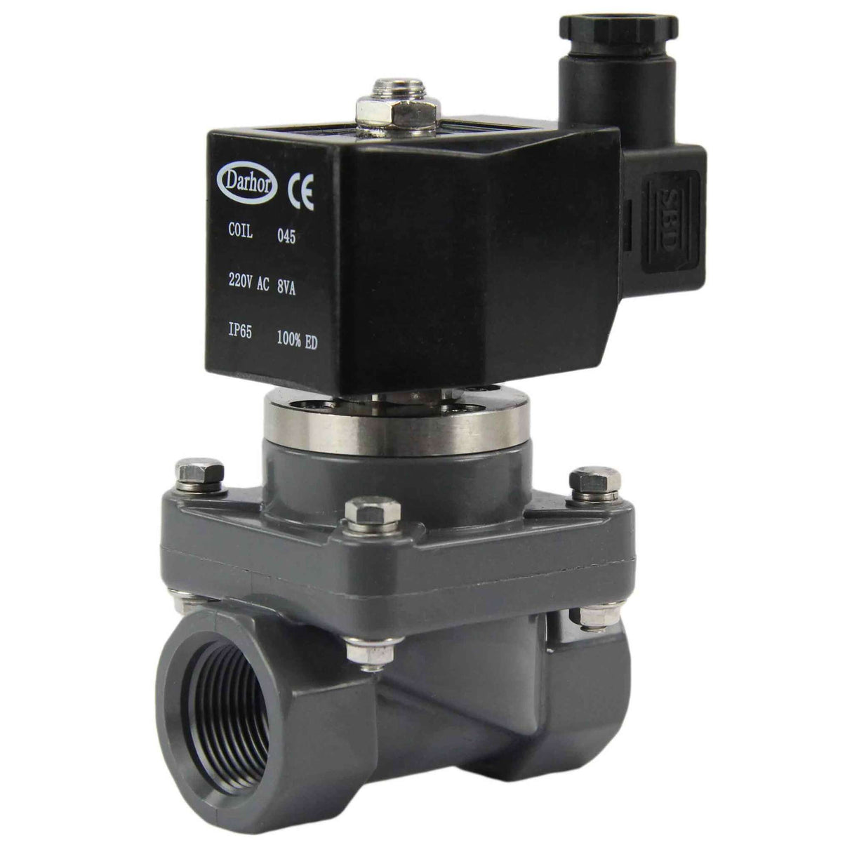 Électrovanne électrique à deux voies à action indirecte, normalement fermée, Elephant DHF21-UP-НЗ VITON G 110/220V, matériau du corps - chlorure de polyvinyle non plastifié, joint - Viton