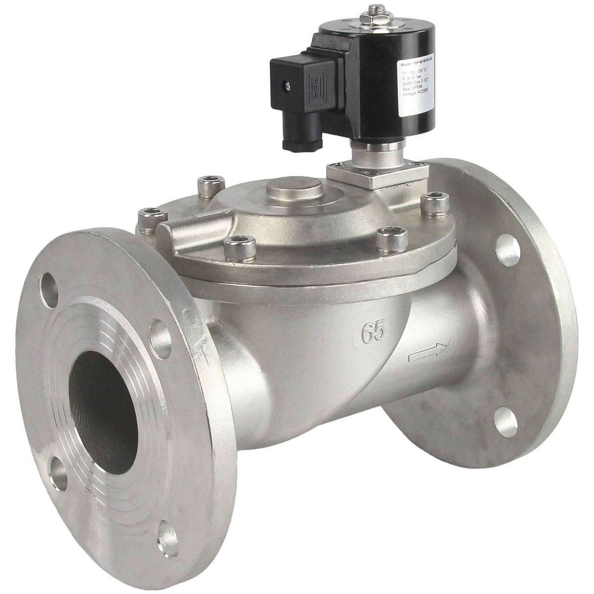 Électrovanne électrique à deux voies à action indirecte normalement fermée Elephant VSF-601N-PU-NC NBR 110/220V, matériau du corps - acier inoxydable AISI 304, joint - NBR