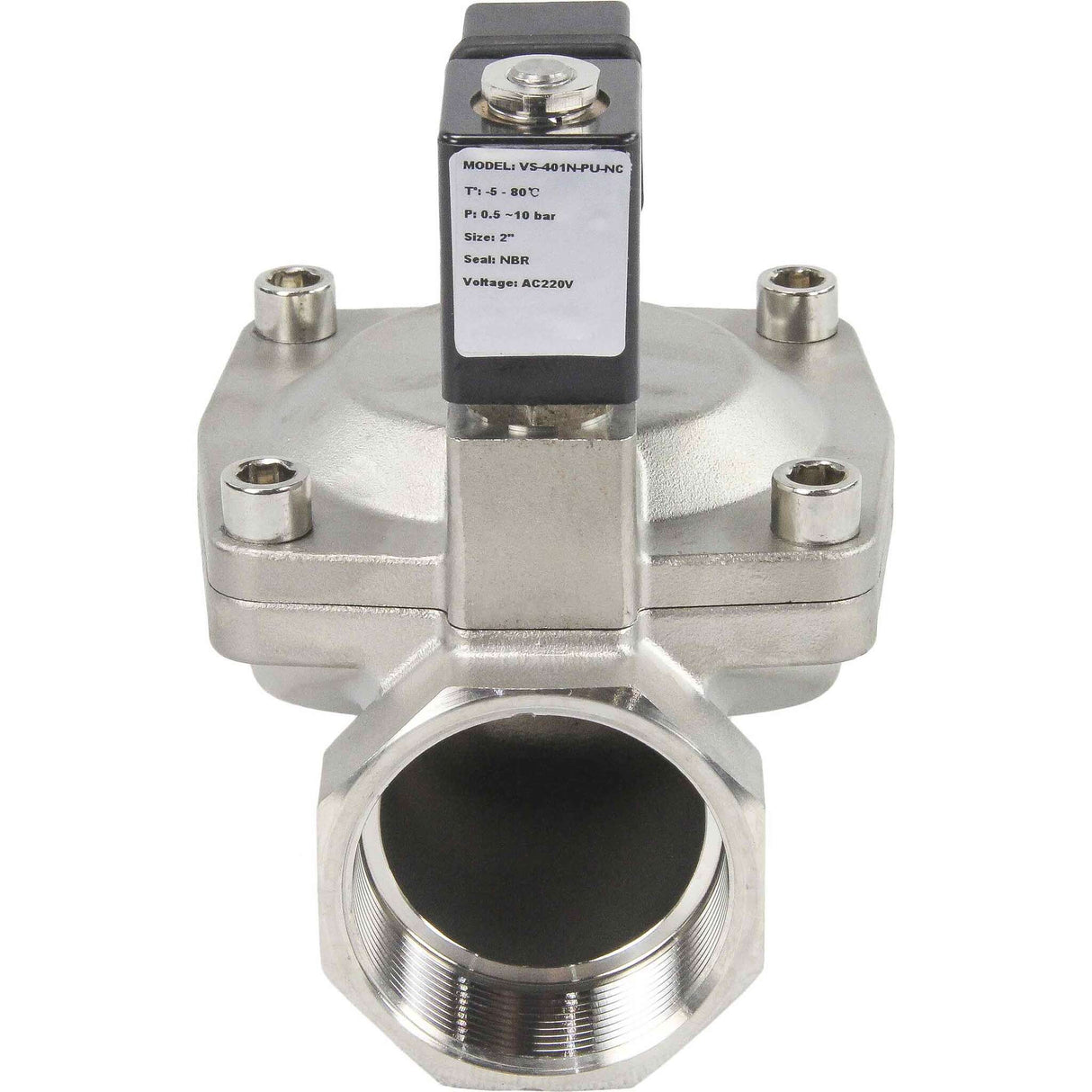 Électrovanne électrique à deux voies à action indirecte normalement fermée Elephant VS2W-401V-PU-NC G VITON 24V, matériau du corps - acier inoxydable AISI 304, joint - Viton