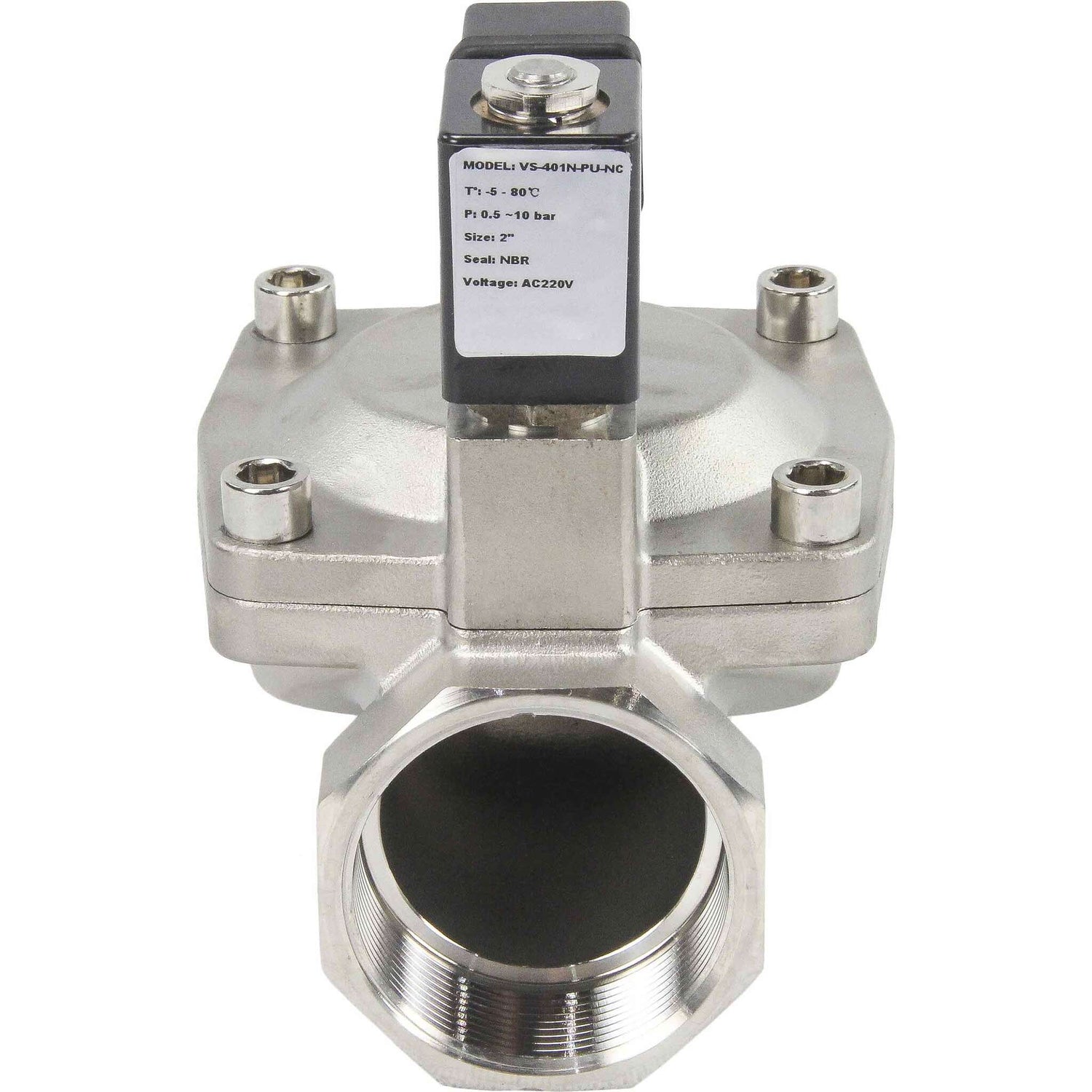 Électrovanne électrique à deux voies à action indirecte normalement fermée Elephant VS2W-401V-PU-NC G VITON 24V, matériau du corps - acier inoxydable AISI 304, joint - Viton