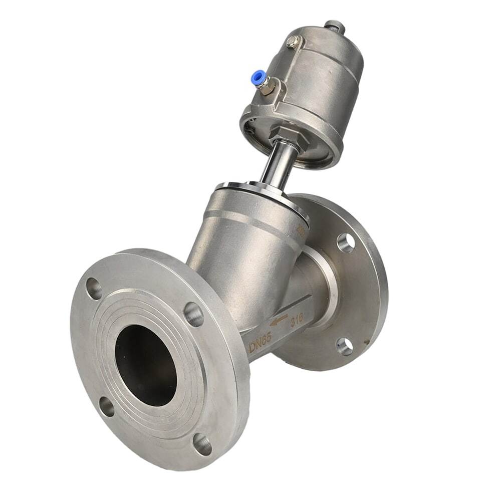 Vanne pneumatique Elephant VS3232PV-F-1PNC PSI232, matériau du corps - acier inoxydable AISI 316, à bride, en forme de Y