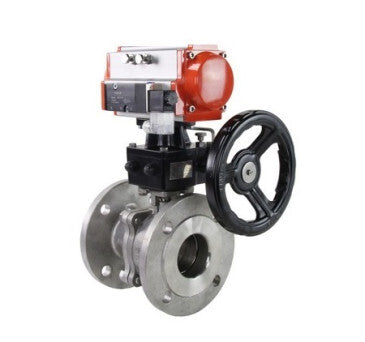 Vanne à boisseau sphérique inox Elephant BVFP.316 PSI232, actionneur pneumatique Elephant SA, commande manuelle HDM, distributeur pneumatique 4M310-08 220 V