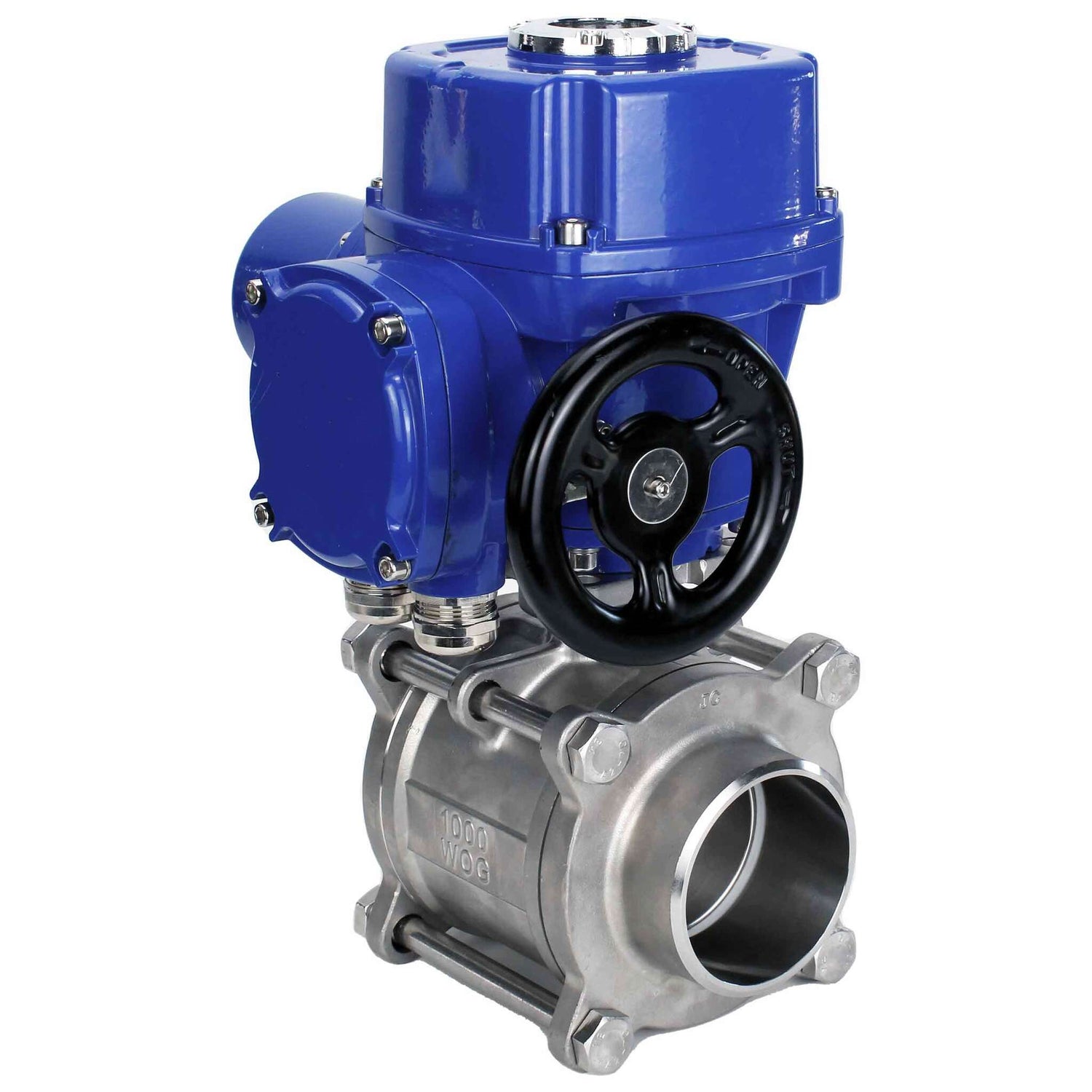 Robinet à boisseau sphérique en acier inoxydable Elephant BVPP 316.200-ISO PSI914 SS316 passage intégral, à souder, matériau du corps - acier inoxydable, actionneur électrique quart de tour Elephant QT-W (M) 380 V