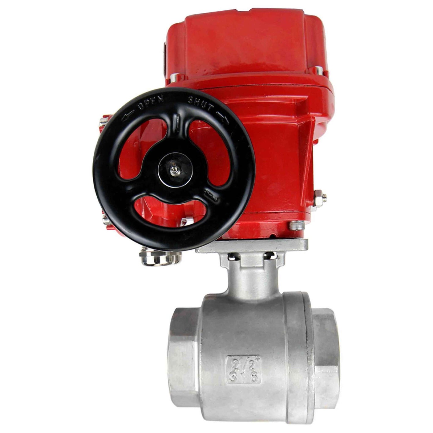 Robinet à boisseau sphérique en acier inoxydable Elephant kchmp-elephant-ex-110/220v, matériau du corps - acier inoxydable AISI 316, matériau de la bille - acier inoxydable AISI 316, joint - PTFE, commande par actionneur électrique