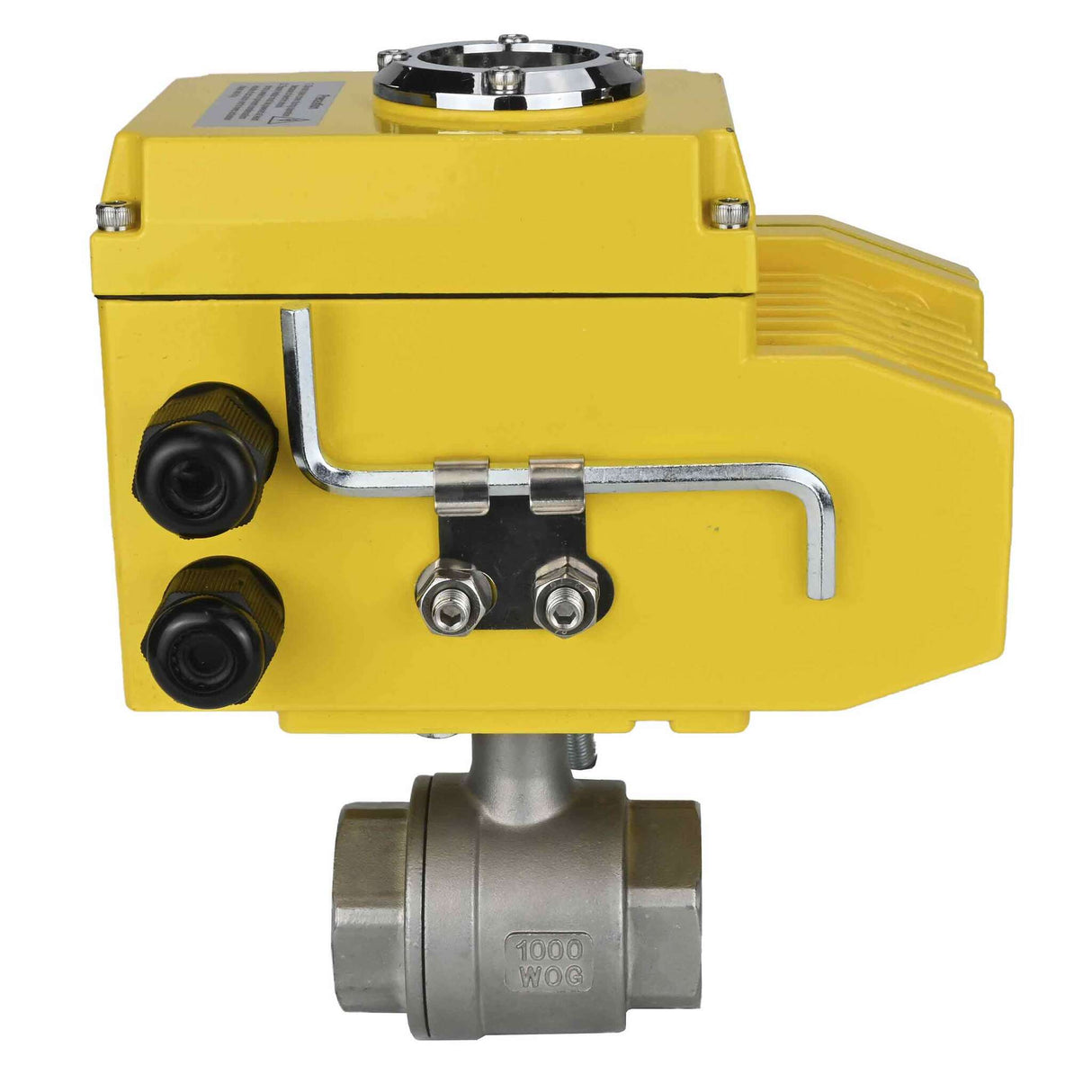 Robinet à boisseau sphérique en acier inoxydable Elephant BVMP.316.230-ISO PSI914, matériau du corps - acier inoxydable AISI 316, matériau de la bille - acier inoxydable AISI 316, joint - PTFE, fileté, actionneur électrique quart de tour Elephant-380 V