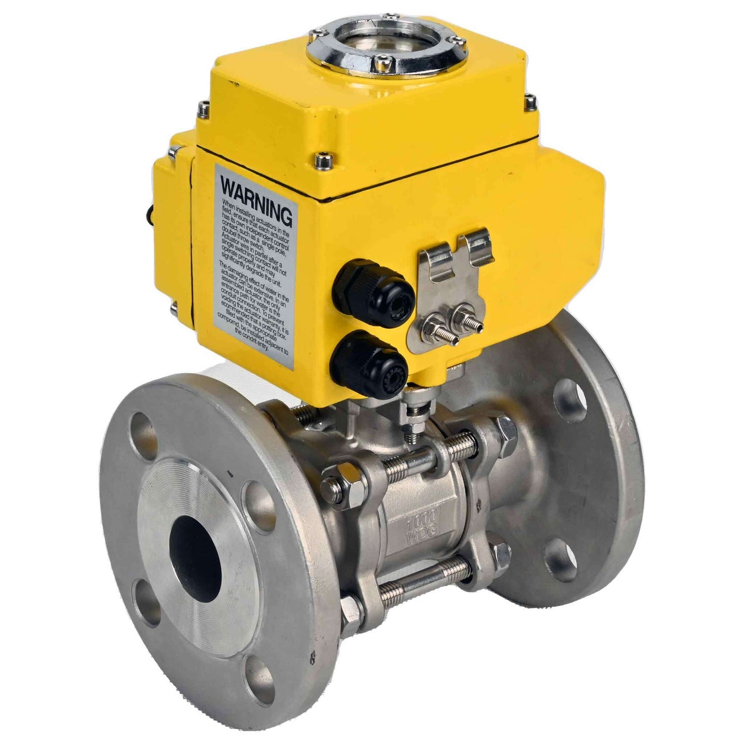 Robinet à boisseau sphérique en acier inoxydable Elephant ksfpt-304-180-24v, matériau du corps - acier inoxydable AISI 304, matériau de la bille - acier inoxydable AISI 304, joint - PTFE, commande par actionneur électrique