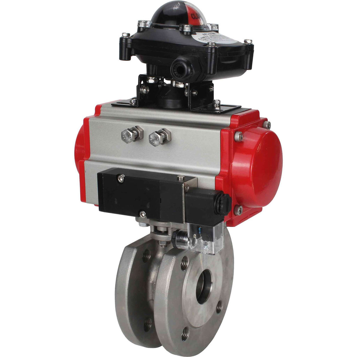 Stainless steel ball valve Elephant BVсFP,316,200 16 bar full port, compact flanged, pneumatic actuator Elephant SA with return springs, pneumatic distributor 4M310-08 NAMUR  24 V, limit switch block APL-410N EX