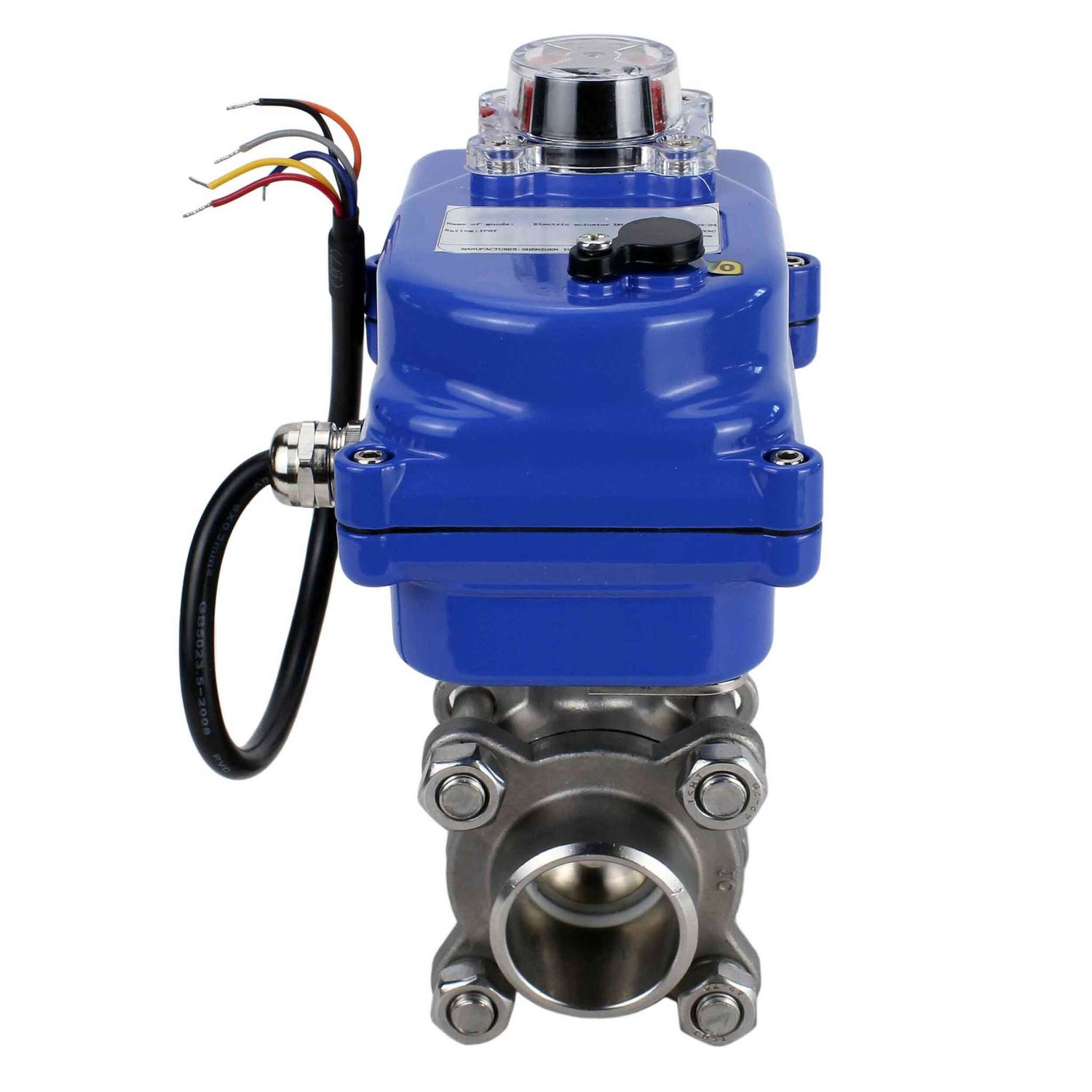 Robinet à boisseau sphérique en acier inoxydable Elephant BVPP 316.200-ISO PSI914 SS316 passage intégral, à souder, matériau du corps - acier inoxydable, actionneur électrique quart de tour Elephant 003 bleu 220 V